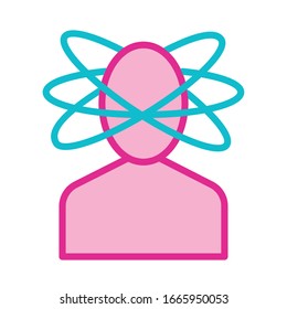 human with mind deviating line and fill style icon vector illustration design