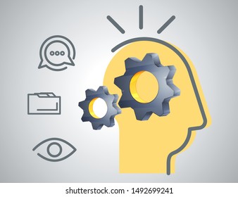 Human Mind with Gear - Abstract Illustration  as EPS 10 File