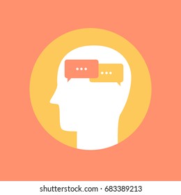 Human mind icon ,communication concept flat style. Creative logo design. Modern vector pictogram concept for web design