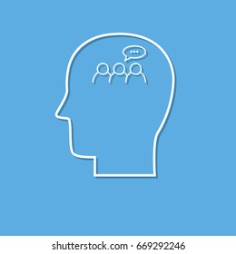 Human mind icon ,discussion symbol cut from white paper. Creative logo design. Modern pictogram concept for web design