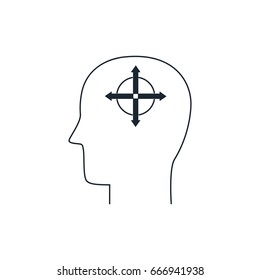 Human mind icon ,solution consept, flat design ,thin line style. Stroke vector pictogram concept for web design
