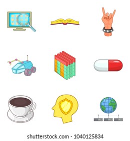 Human mind icons set. Cartoon set of 9 human mind vector icons for web isolated on white background