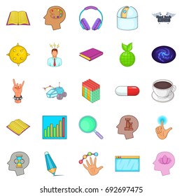 Human mind icons set. Cartoon set of 25 human mind vector icons for web isolated on white background
