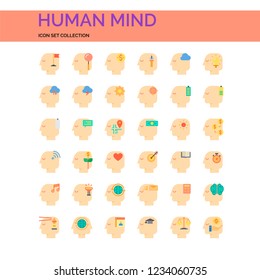Human Mind Icons Set. UI Pixel Perfect Well-crafted Vector Thin Line Icons. The illustrations are a vector.