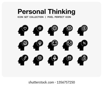 Human Mind Icons Set. UI Pixel Perfect Well-crafted Vector Thin Line Icons. The illustrations are a vector.