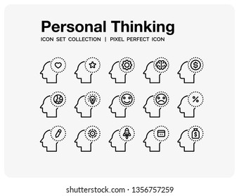 Human Mind Icons Set. UI Pixel Perfect Well-crafted Vector Thin Line Icons. The illustrations are a vector.