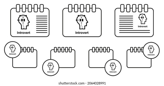 Human mind, introvert vector icon in calender set illustration for ui and ux, website or mobile application
