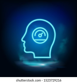Human mind, performance, productivity neon vector icon. Blue neon, Business neon