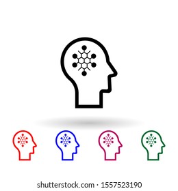 Human mind, psychology multi color icon. Simple thin line, outline vector of human mind icons for ui and ux, website or mobile application