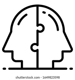 Human Mind Puzzle Concept, hrm symbol on white background, Problem Solving Mindset vector Icon Design