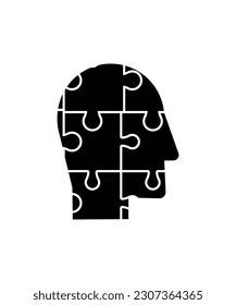 human mind with puzzle icon, vector best flat icon.
