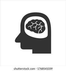 Icono de vector de mente humana sobre fondo blanco