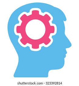 Human Mind vector icon. Style is bicolor flat symbol, pink and blue colors, rounded angles, white background.
