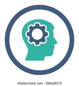 Human Mind vector icon. Style is bicolor flat rounded symbol, cobalt and cyan colors, rounded angles, white background.