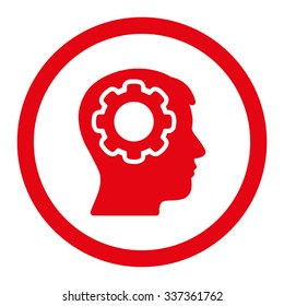 Human Mind vector icon. Style is flat rounded symbol, red color, rounded angles, white background.
