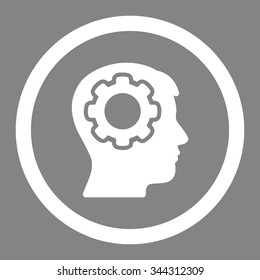 Human Mind vector icon. Style is flat rounded symbol, white color, rounded angles, gray background.