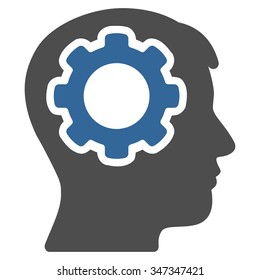 Human Mind vector icon. Style is bicolor flat symbol, cobalt and gray colors, rounded angles, white background.
