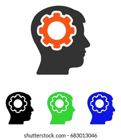 Human Mind vector pictogram. Illustration style is a flat iconic colored symbol with different color versions.