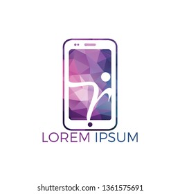 Human mobile care logo vector design. Smartphone Care logo template design.