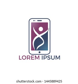 Human mobile care logo vector design. Smartphone Care logo template design.