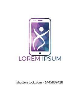 Human mobile care logo vector design. Smartphone Care logo template design.