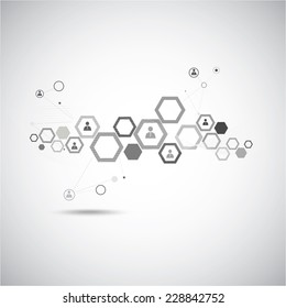 Human model connection on the gray background.