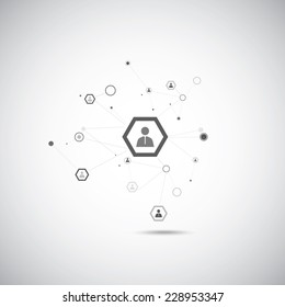 Human model connection on the gray background.