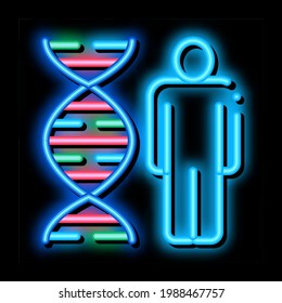 Vector de señal de luz de neón de Adn humano y molécula. Icono brillante símbolo del Adn Humano y Molécula. ilustración de símbolo transparente