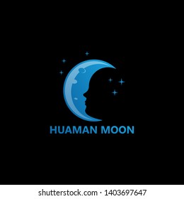 Human moon Logo Template Design Vector, Emblem, Design Concept, Creative Symbol, Icon