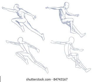 human in motion artistic sketch with shading vector
