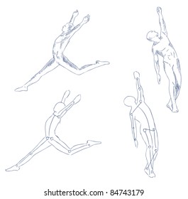 human in motion artistic sketch with shading vector
