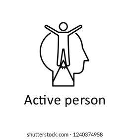 Human, mountain, person in mind icon. Element of human mind with name icon. Thin line icon for website design and development, app development. Premium icon