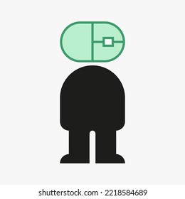 Human Mouse Logo Design Concept With Human Body and Mouse Symbol Vector Template