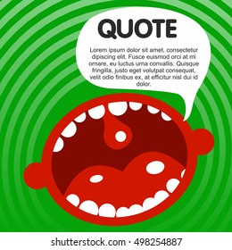 The human mouth cartoon characters with quote bubble. Vector flat Illustration. Web banners, advertisements, brochures, business templates. Isolated on a white background.