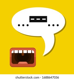 La boca humana con una burbuja importante del discurso de los mensajes. Altavoz. Cartel para negocios, marketing y publicidad. Ilustración vectorial.