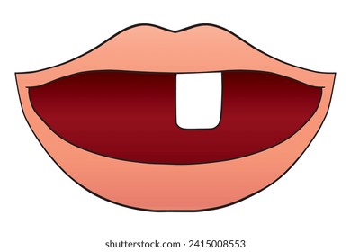A human mouth with only one tooth left in it