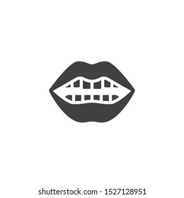 Human mouth vector icon. filled flat sign for mobile concept and web design. Mouth with lips and teeth glyph icon. Symbol, logo illustration. Vector graphics