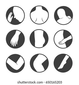Human Muscle Pain Part Of Body Flat Icon Set