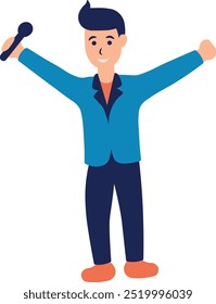 Personaje de Actividad Musical Humana. Ilustración vectorial en estilo plano de dibujos animados.