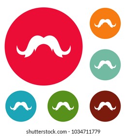 Human mustache icons circle set vector isolated on white background