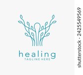Human and natural element for energy healing logo design