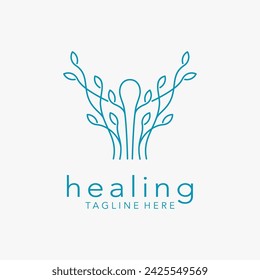 Human and natural element for energy healing logo design