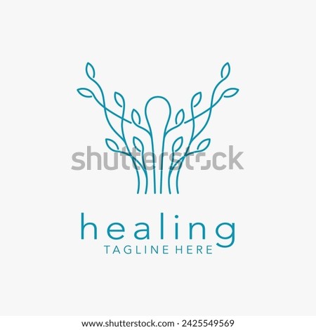 Human and natural element for energy healing logo design