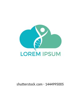 Human nature DNA and genetic Cloud shape logo design. Genetic analysis, research biotech code DNA. Biotechnology genome chromosome.	
