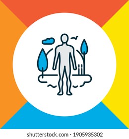 Human with nature icon colored line symbol. Premium quality isolated anatomy element in trendy style.