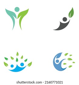 Human nature leaf logo. Leaf and human combination logo with vector concept.