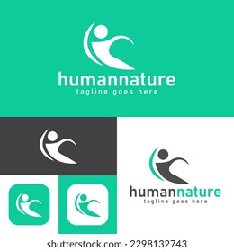 human nature logo design.simple Modern abstract vector illustration icon style design.minimal Black and white color.