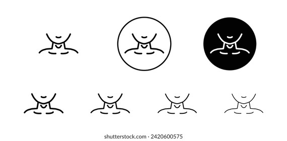 Colección de conjunto de iconos del vector del cuello humano. Icono plano de contorno de cuello humano.