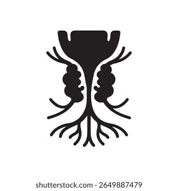 Human Nervous System, Receptor Organ Solid Flat Vector Icon Isolated on White Background.
