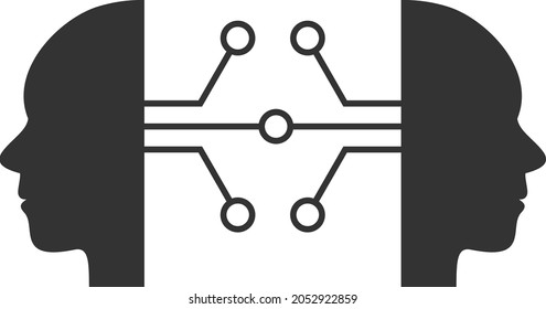 Human network links icon with flat style. Isolated vector human network links icon illustrations, simple style.